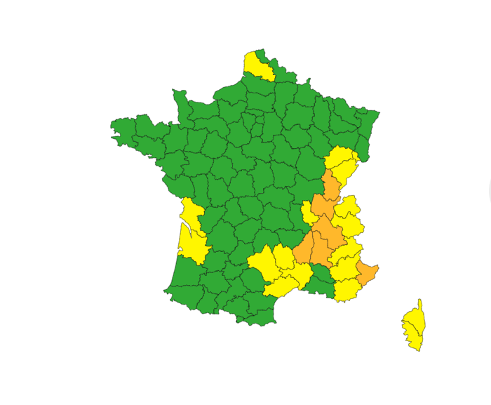 Six départements de l’Est et du Sud-Est sont en vigilance orange « pluie-inondation » ce mardi 24 octobre.