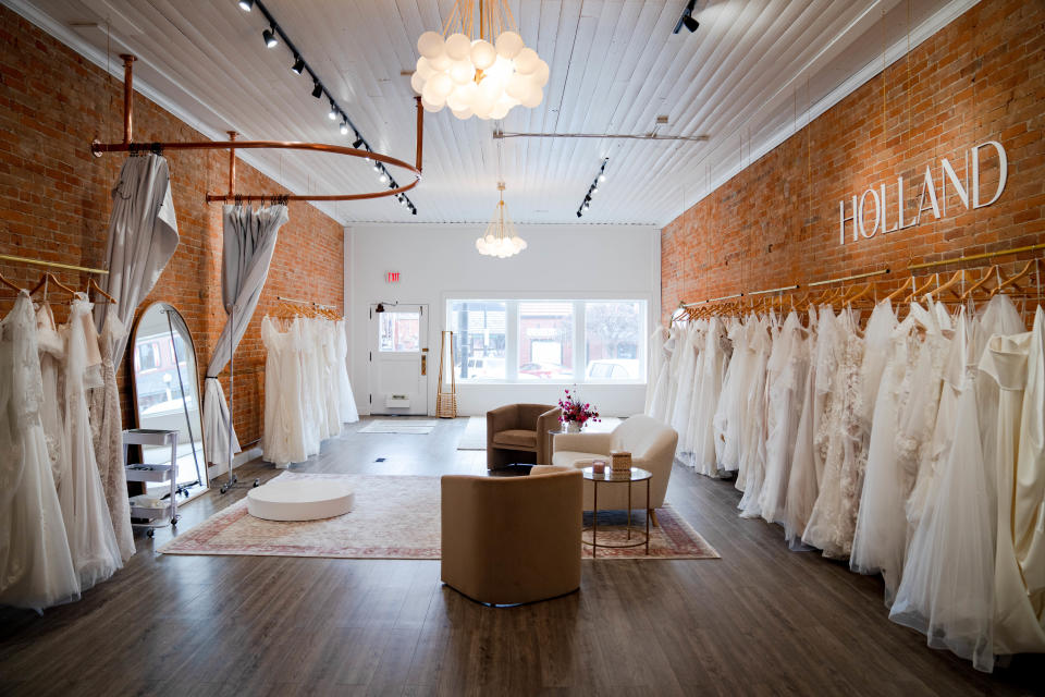 The interior of Holland Bridal Shoppe, a new bridal shop in Pella owned by a pair of childhood best friends, Bri Buzick and Mallory Gritsch.