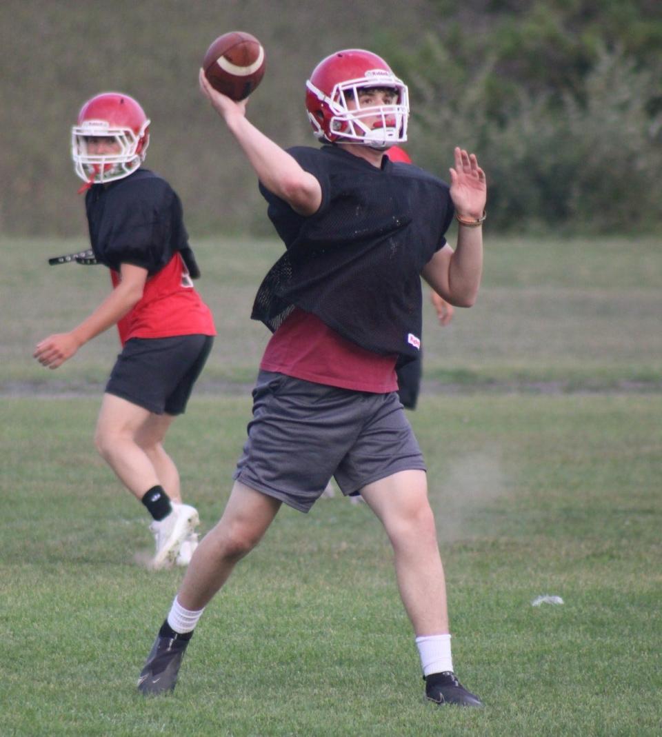 Onaway sophomore quarterback Brady Gapczynski was 17-of-21 passing for six touchdowns in a 58-8 Cardinals victory over Bellaire on Friday, Sept. 2.