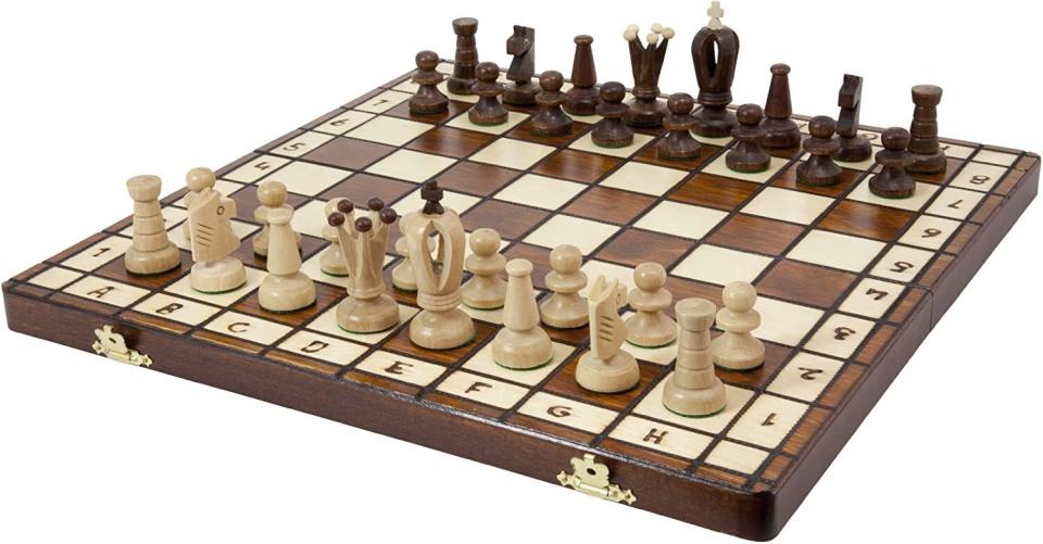 For those who like to keep things traditional, this chess set is made from beech and birch wood. The board has algebraic coordinates on the borders so you know exactly where you stand. <a href="https://amzn.to/3qqySM4" target="_blank" rel="noopener noreferrer">Find it for $50 at Amazon</a>. 