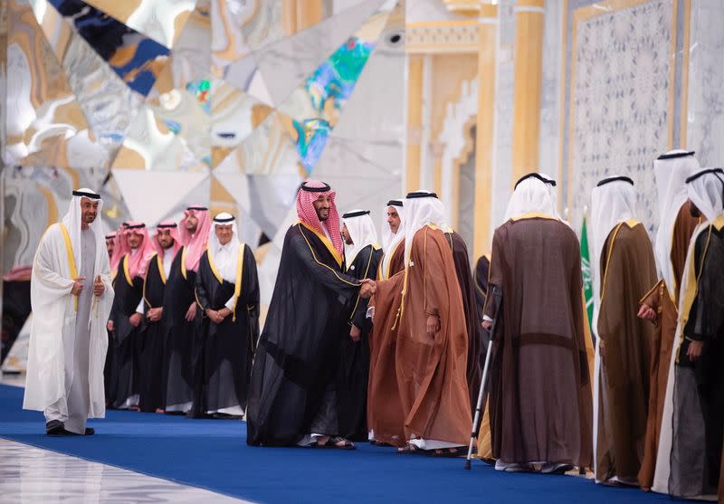 Abu Dhabi Crown Prince Sheikh Mohammed bin Zayed al-Nahyan receives Saudi Crown Prince, Mohammed bin Salman, in Abu Dhabi