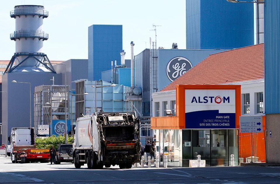 Production plants of engineering firms General Electric and Alstom stand near each other in Belfort, France.