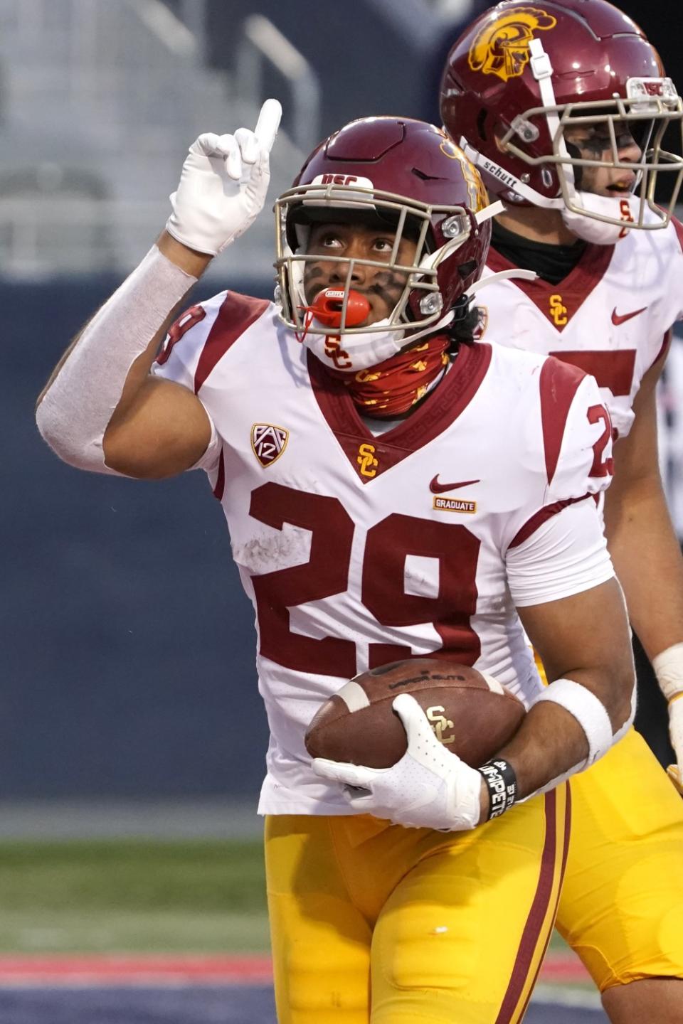 USC running back Vavae Malepeai is pictured in the second half against Arizona on Nov. 14, 2020.
