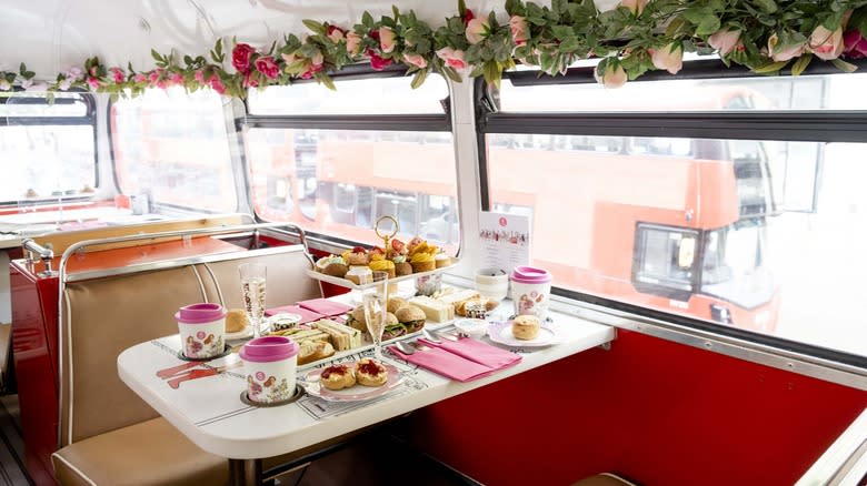Afternoon tea on a double decker bus
