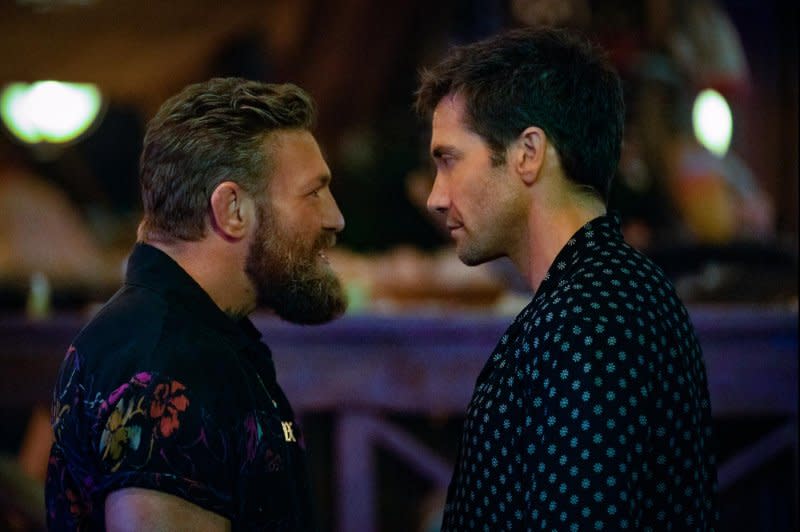 Knox (Conor McGregor, L) faces off against Dalton (Jake Gyllenhaal). Photo courtesy of Prime Video