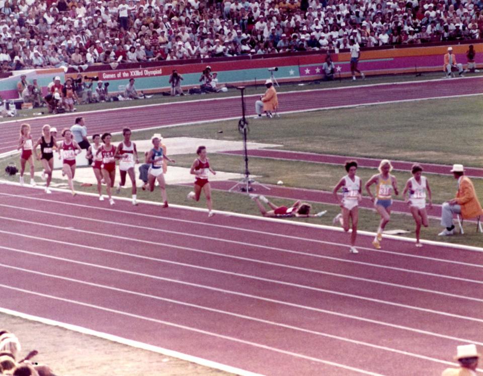 <p>During the women's 3000-meter race, American Mary Decker collided with South African Zola Budd, causing Decker to fall completely and lose the race. Decker blamed Budd, and Budd blamed Decker, and no one ever fully took the blame. </p>