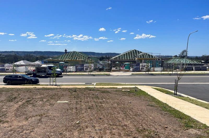 Unfinished houses at Wilton Greens, a residential development owned by Country Garden, southwest of Sydney