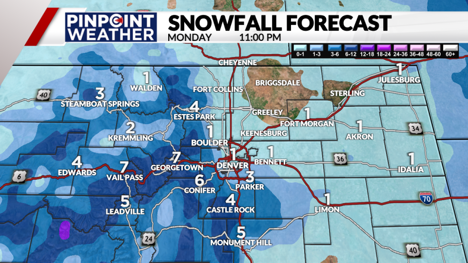 Pinpoint Weather: Snowfall forecast by 11 p.m.