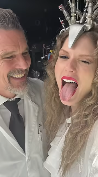 <h1 class="title">Taylor Swift and Ethan Hawke</h1><cite class="credit">YouTube Shorts/ Taylor Swift</cite>