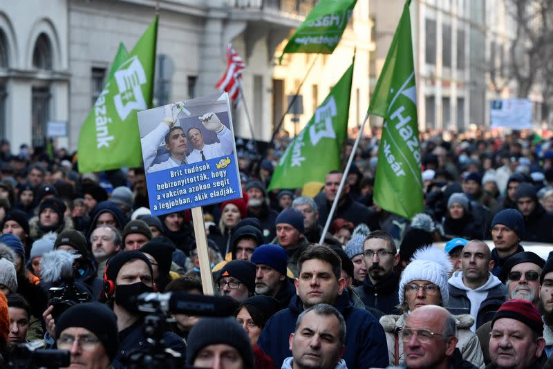 Protest against COVID-19 restrictions and vaccines, in Budapest