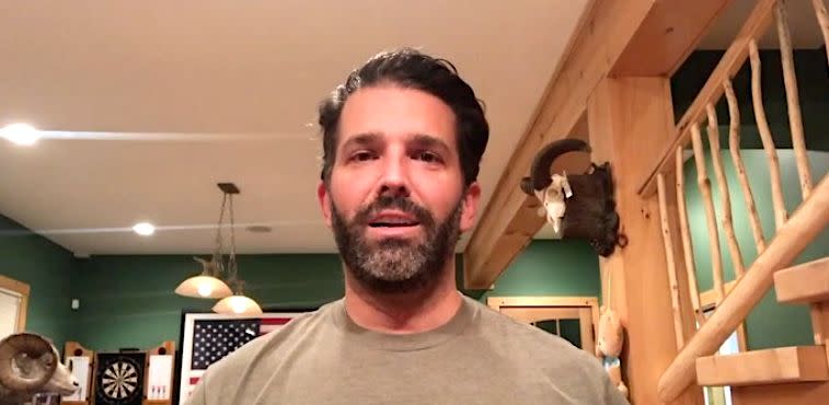 Don Trump Jr. in quarantine: Happy at home, cleaning his guns. (Photo: Screen Shot/Instagram/Donald Trump Jr.)