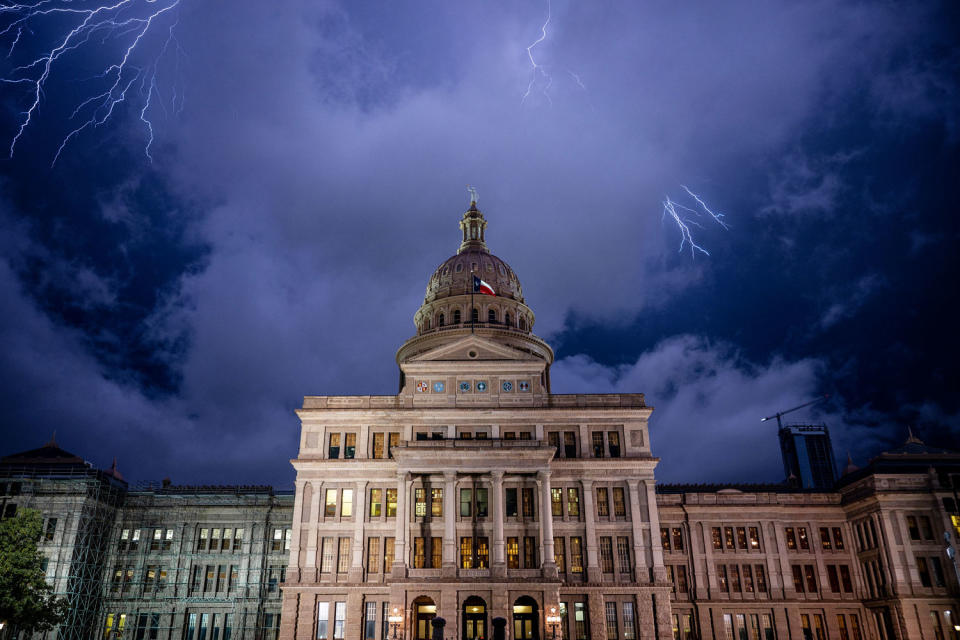 The Texas State Capitol in Austin during a thunderstorm (Brandon Bell / Getty Images file)