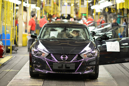 FILE PHOTO: A finished Nissan Altima comes off the line at Nissan Motor Co's automobile manufacturing plant in Smyrna, Tennessee, U.S., August 23, 2018. REUTERS/William DeShazer/File Photo