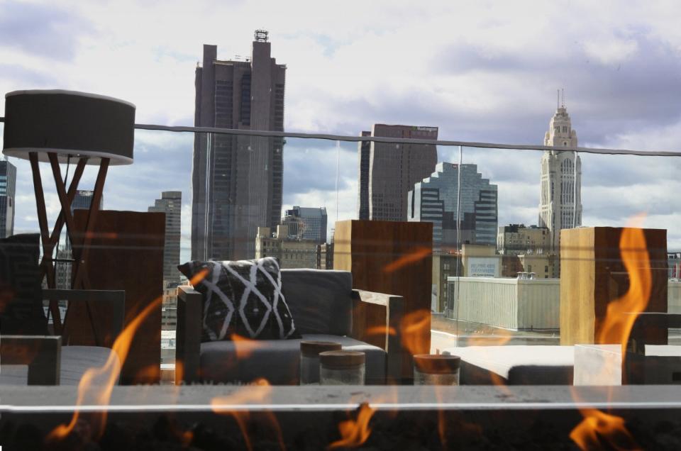 The Columbus skylines as seen from the Canopy by Hilton Columbus Downtown.