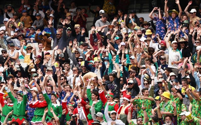 Australia fans enjoy their Boxing Day entertainment at the MCG.