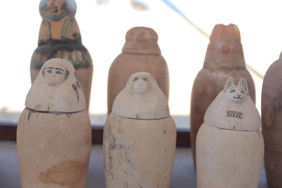 Canopic jars recovered from the cemetery