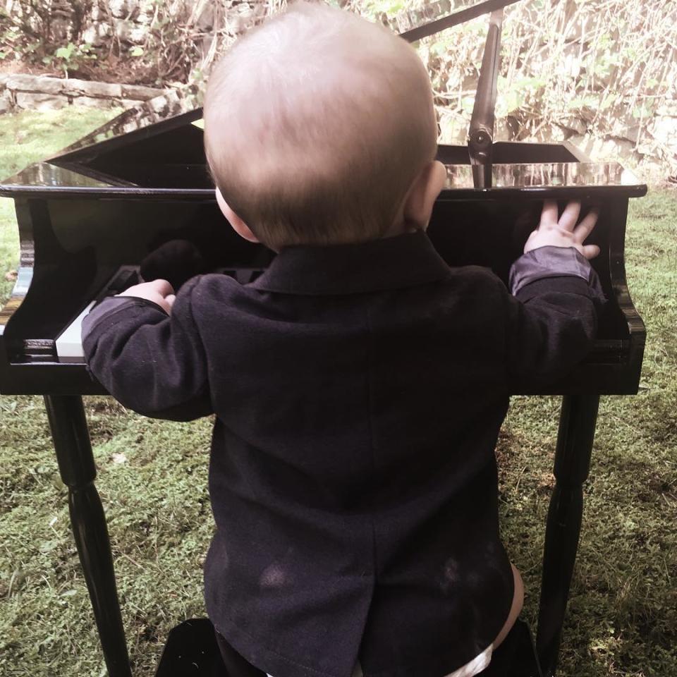 It's never too early to start loving music! <strong>Carrie Underwood</strong> shared an adorable photo of her 6-month-old son Isaiah playing his little heart out on a baby grand piano on Wednesday. Isaiah even looks the part of a musical prodigy in a teeny-tiny blazer. <strong> WATCH: Carrie Underwood Reveals Brand New 'Smoke Break' Video </strong> "Oh, just playing my piano in my blazer in the yard," Underwood captioned the sweet snap. The photo comes just a few days after Underwood announced the Oct. 23 release of her next studio album, <em>Storyteller</em>, and debuted her brand new "Smoke Break" music video exclusively with ET. "I kinda feel like everybody expects motherhood to completely change me as a writer and as an artist -- I feel like it just adds another wonderful dimension," she told us. "I'm not going to sit back and make a whole album of mommy songs. It's really important to me to stay true to who I was before, but now I just have this other piece of my life, this other thing." <strong> WATCH: Carrie Underwood Reveals How She Got That Amazing Post-Baby Body </strong> Underwood revealed that her "little man" did inspire at least one of the tracks on her upcoming album. "I was actually trying to resist that urge, but it just kinda happened and it was really organic and sweet and I think it's going to be a really cool thing for him to know that that's his song," she said. "Of course when you get married or when you fall in love or when you have a baby or whatever giant life moments happen, it's going to work its way into things that you do creatively." See more from our interview with Underwood in the player below.