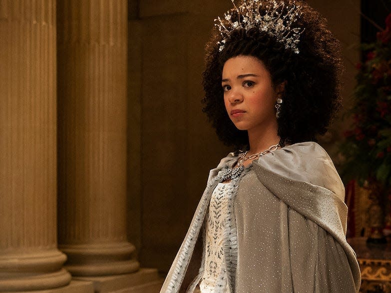 India Amarteifio as Young Queen Charlotte in the Bridgerton spinoff series on Netflix.