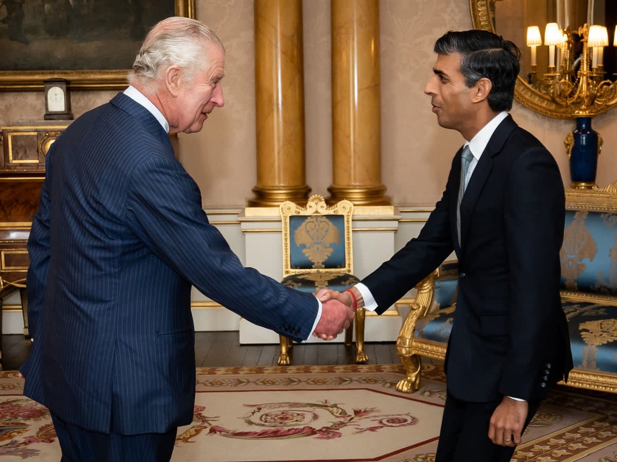 The King meets newly appointed Conservative Party leader and prime minister Rishi Sunak at Buckingham Palace (POOL/AFP/Getty)