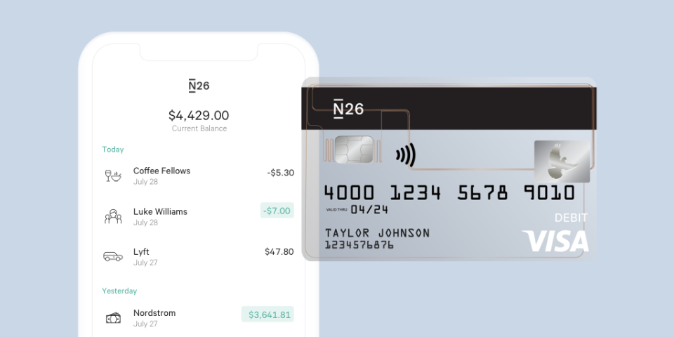 With a flashy app and some slick features, N26 hopes to take on the U.S. banking market. They have a long road ahead. (Image via N26)