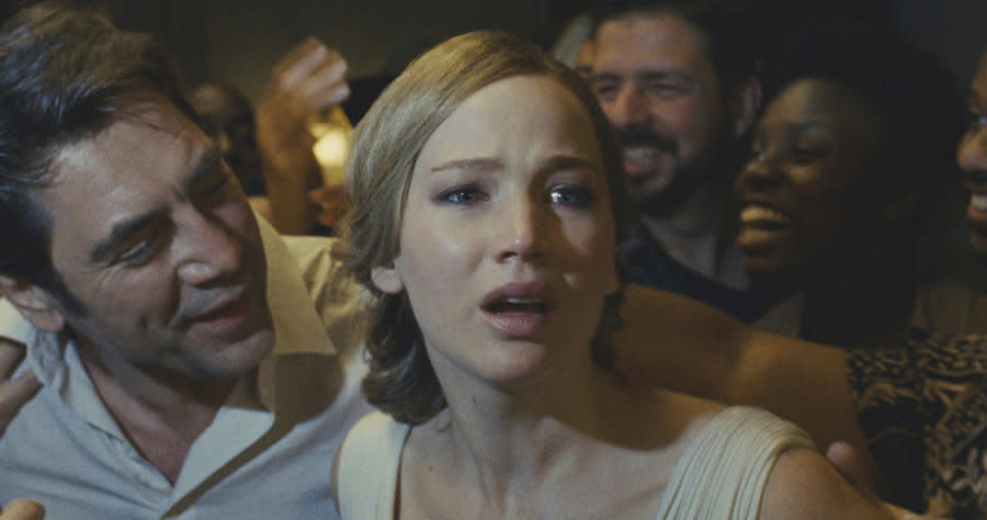 Jennifer Lawrence and Javier Bardem in ‘mother!’ (Credit: Paramount)