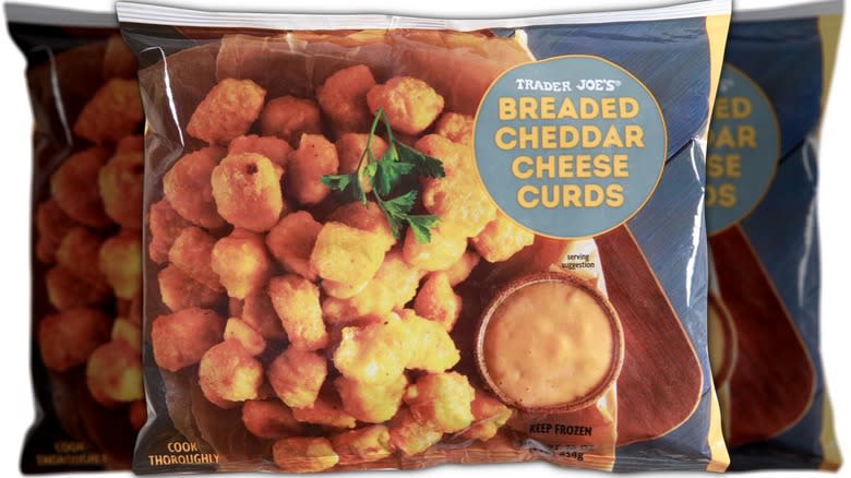 Packet of breaded cheddar cheese curds