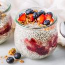 <p>Cooking with <a href="https://www.delish.com/food/g20967797/chia-seeds-health-benefits/" rel="nofollow noopener" target="_blank" data-ylk="slk:chia seeds;elm:context_link;itc:0;sec:content-canvas" class="link ">chia seeds</a> might seem intimidating, but in reality this high-protein pudding couldn't be easier to whip up. Simply add liquid, give it a good stir, and let time do the rest. We like ours topped with fresh fruit—juicy berries, sweet <a href="https://www.delish.com/cooking/recipe-ideas/g40375238/banana-recipes/" rel="nofollow noopener" target="_blank" data-ylk="slk:bananas;elm:context_link;itc:0;sec:content-canvas" class="link ">bananas</a>, or fragrant <a href="https://www.delish.com/cooking/g1175/perfect-pear-desserts/" rel="nofollow noopener" target="_blank" data-ylk="slk:pears;elm:context_link;itc:0;sec:content-canvas" class="link ">pears</a> work great—and crunchy <a href="https://www.delish.com/cooking/a41910/best-granola-recipe/" rel="nofollow noopener" target="_blank" data-ylk="slk:granola;elm:context_link;itc:0;sec:content-canvas" class="link ">granola</a>, but feel free to go crazy with your favorite toppings.</p><p>Get the <strong><a href="https://www.delish.com/cooking/recipe-ideas/a28929331/chia-pudding-recipe/" rel="nofollow noopener" target="_blank" data-ylk="slk:Chia Pudding recipe;elm:context_link;itc:0;sec:content-canvas" class="link ">Chia Pudding recipe</a></strong>.</p>