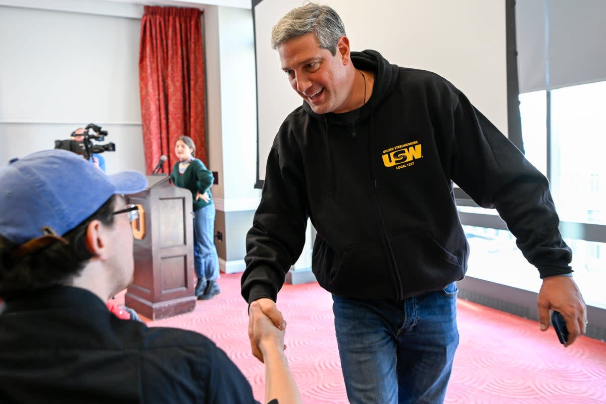 Tim Ryan on the campaign trail in Columbus, Ohio in 2022 (Getty Images)