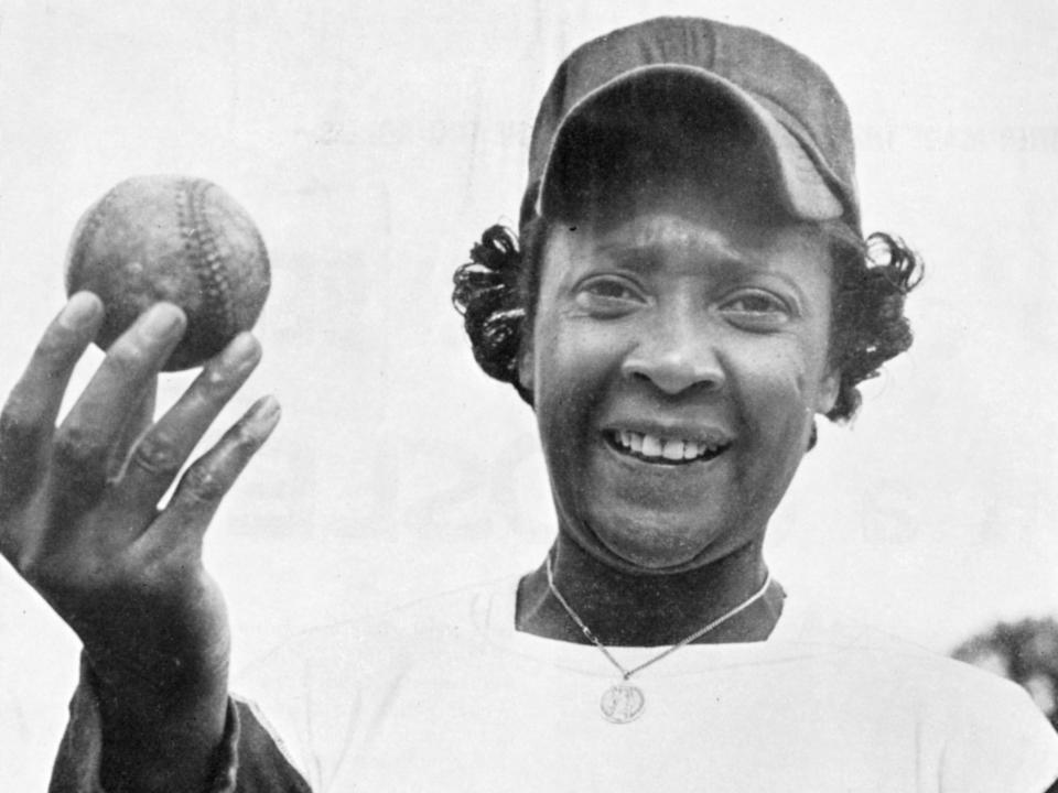 Toni Stone with a baseball in 1953.