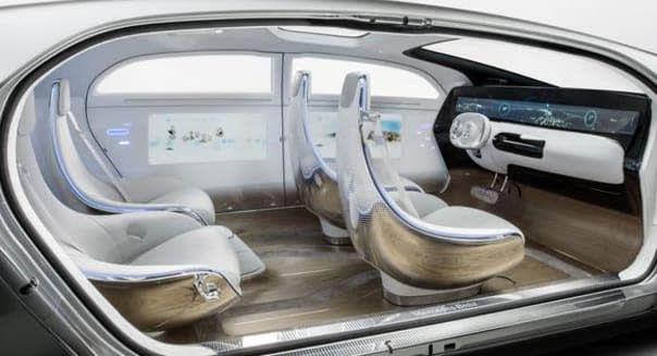 <b class="credit">Mercedes-Benz</b>The F 015 concept car shows Mercedes-Benz's vision of a self-driving luxury car.