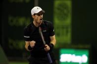 Tennis - Qatar Open - Men's singles semi-finals - Andy Murray of Britain v Tomas Berdych of Czech Republic - Doha, Qatar - 6/1/2017 - Murray reacts after winning. REUTERS/Ibraheem Al Omari