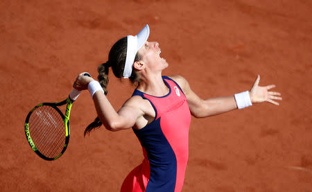 Tennis - French Open - Roland Garros, Paris, France - 30/5/17 Great Britain's Johanna Konta in action during her first round match against Taiwans's Hsieh Su-wei Reuters / Christian Hartmann