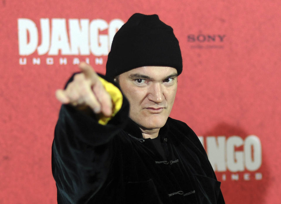 US movie director Quentin Tarantino poses during a photo call ahead of tonight's premiere of his movie "Django Unchained" in Berlin, Germany, Tuesday, Jan. 8, 2013. (AP photo/dpa, Britta Pedersen)