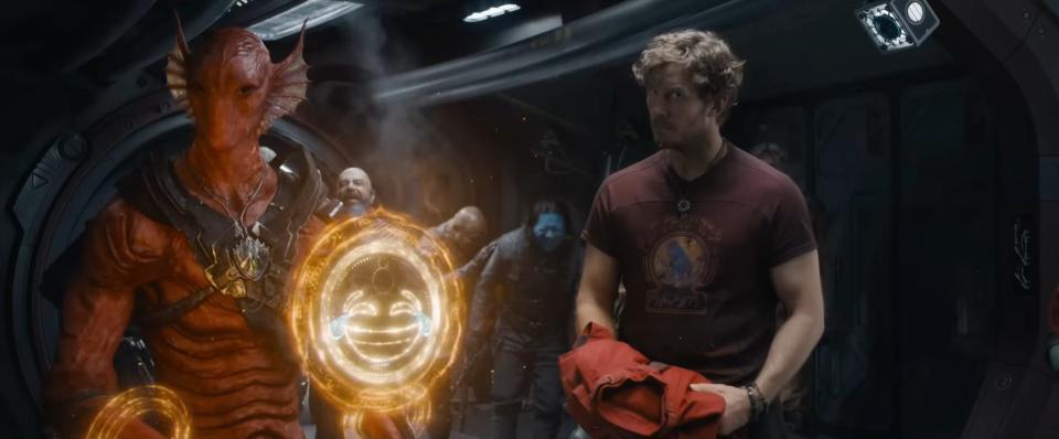 Krugarr and Peter Quill/Star-Lord in "Guardians of the Galaxy Vol. 3."