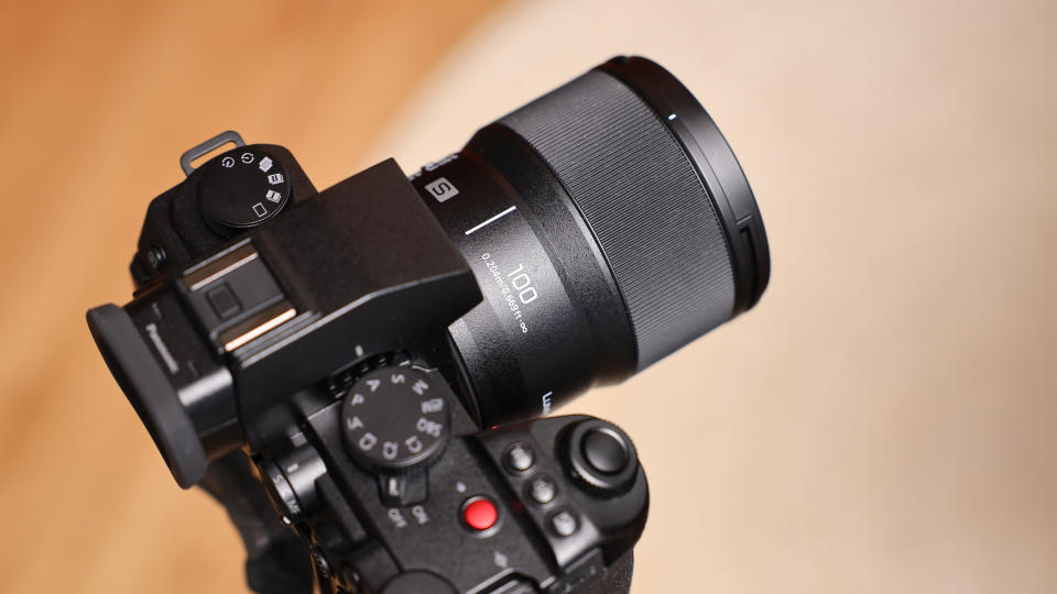 Panasonic Lumix S 100mm f/2.8 Macro lens attached to a Panasonic Lumic S5II on a tripod