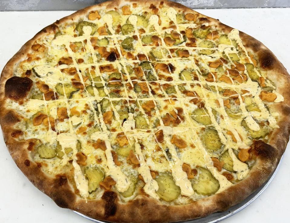 Cheddar Pickle Crunch Pizza will be served at the 2024 Florida State Fair in Tampa.