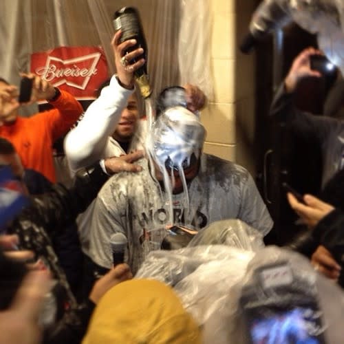 World Series MVP Panda Sandoval gets it in the clubhouse @yahoosports via @KevinKaduk