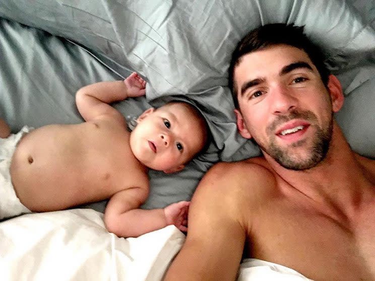 Phelps says he's open to playing video games with his son, Boomer, someday. (Photo: via Instagram)