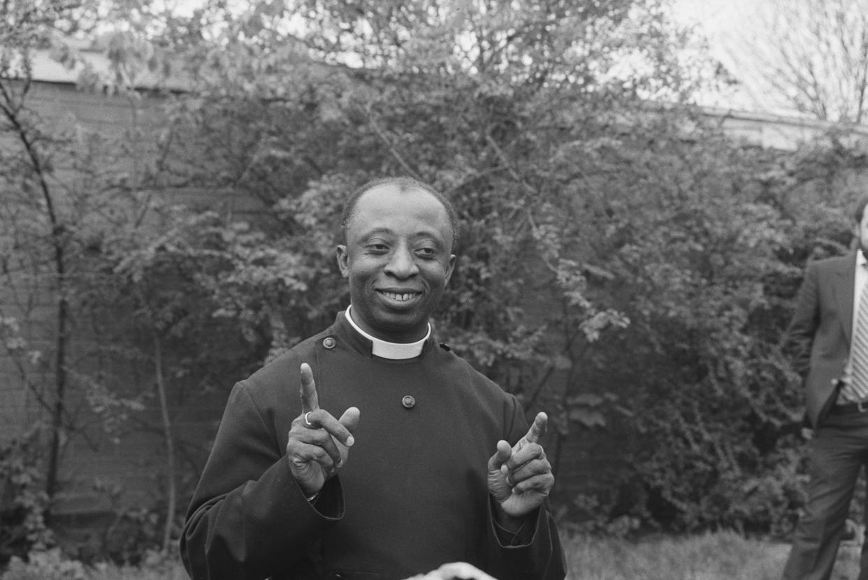 The Rt Revd Wilfred Wood, newly appointed Bishop of Croydon, 1st May 1985. Wood is the first black bishop in the Church of England. (Photo by Len Trievnor/Daily Express/Hulton Archive/Getty Images)