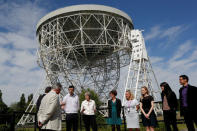 Britain's Prime Minister, Theresa May, speaks to scientists at Jodrell Bank in Macclesfield, Britain May 21, 2018. REUTERS/Darren Staples/Pool