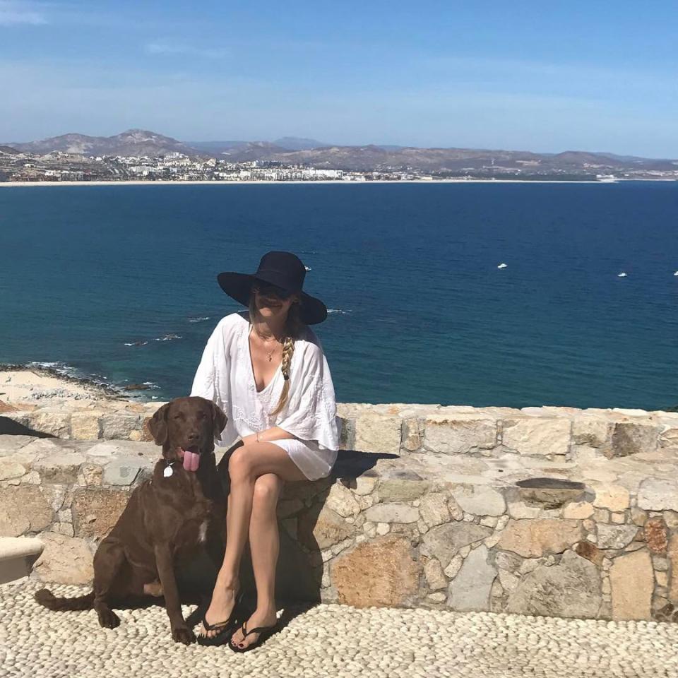Tennis star Anna Kournikova's ace travel companion? Her beloved pup, who accompanied her to her "home away from home," Alegranza Resort in Los Cabos, Mexico.