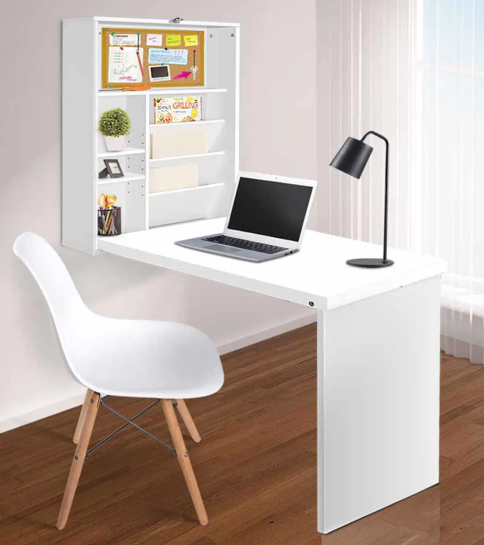  wall mounted desk that folds up into a small cabinet