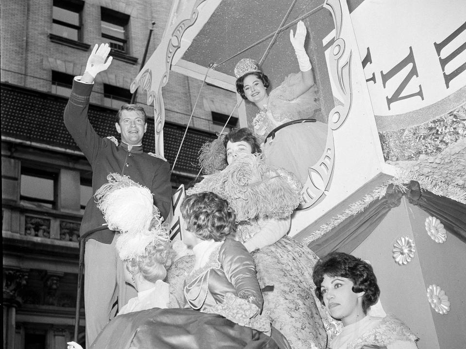 Miss Teenage America at the macy's thanksgiving day parade in the 1950s.