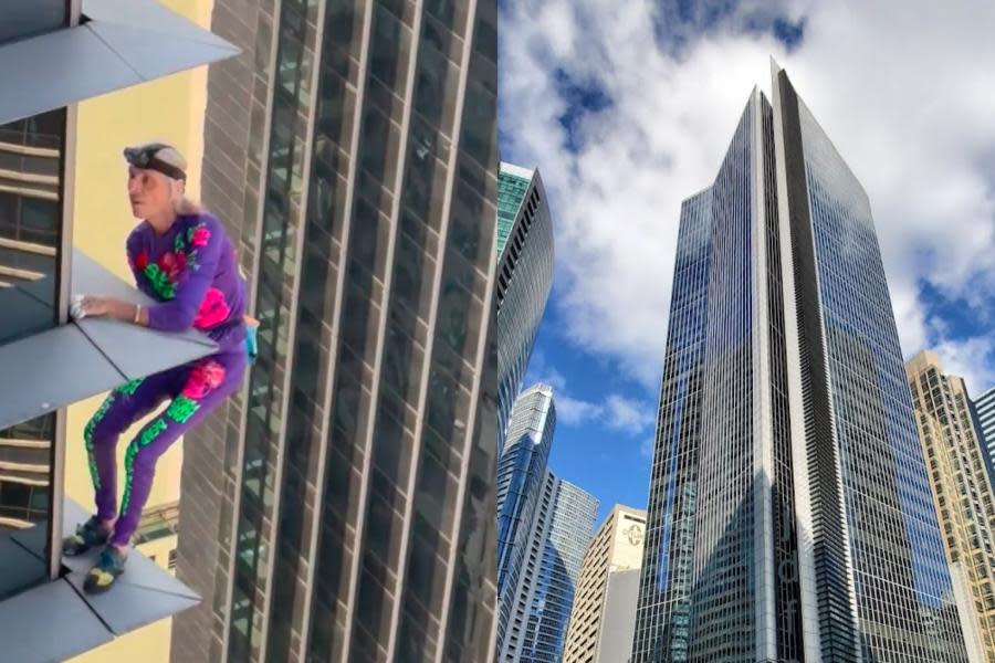 ¡Sin arnés ni cuerdas! “Spiderman” de 61 años escala edificio de más de 200 metros 