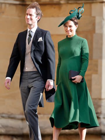 <p>Max Mumby/Indigo/Getty</p> James Matthews and Pippa Middleton attends the wedding of Princess Eugenie of York and Jack Brooksbank at St George's Chapel in October 2018 in Windsor, England