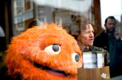 Director Chris Morris and the Honey Monster. Drafthouse Films