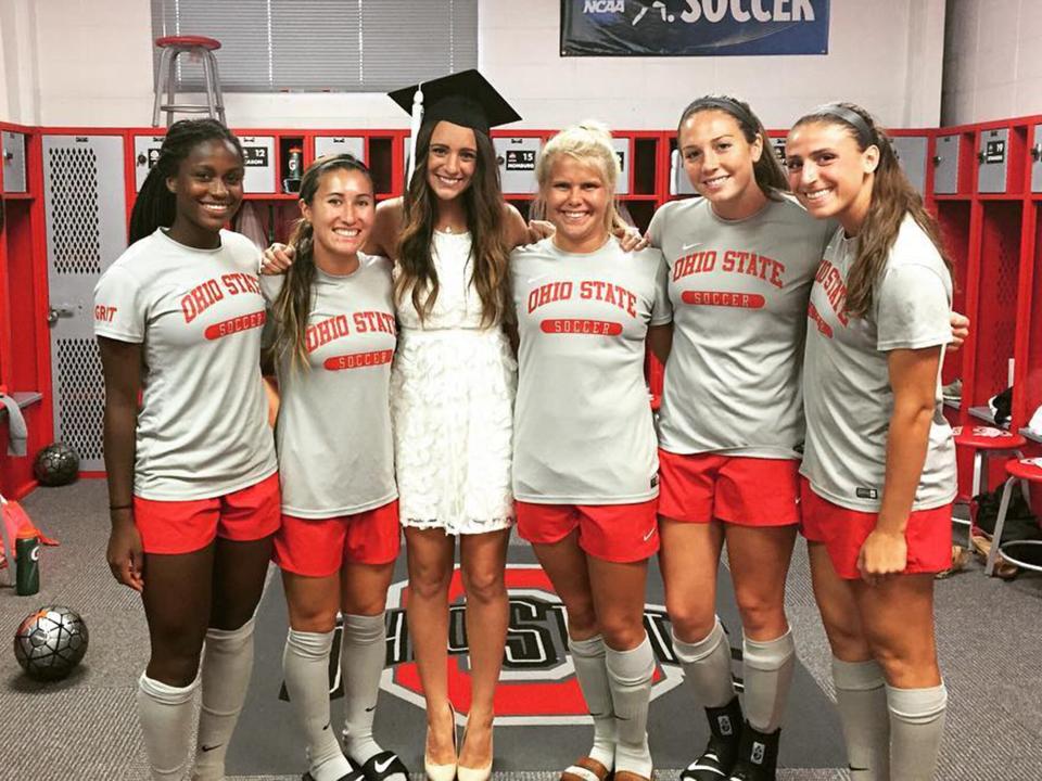 Kayla Varner with her Ohio State Soccer teammates