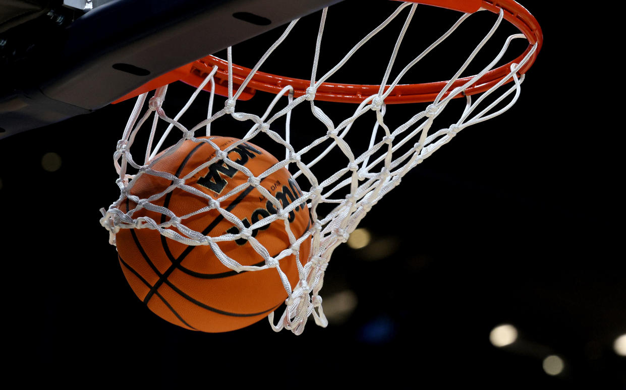 INDIANAPOLIS, INDIANA - MARCH 21: Basketballs during practice for the NCAA Men's Basketball Tournament at Gainbridge Fieldhouse on March 21, 2024 in Indianapolis, Indiana. (Photo by Andy Lyons/Getty Images)