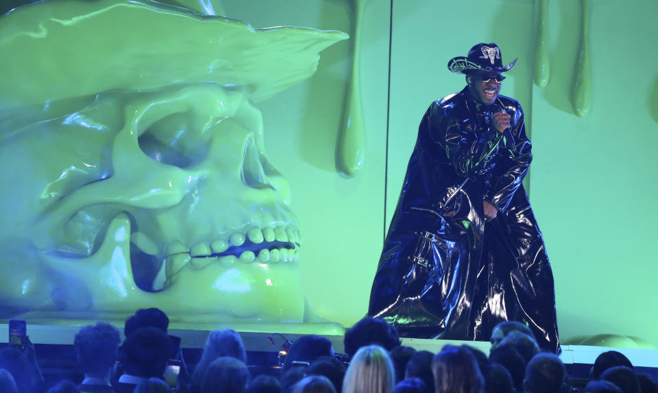 Lil Nas X performs at the 62nd annual Grammy Awards on Sunday, Jan. 26, 2020, in Los Angeles. (Photo by Matt Sayles/Invision/AP)