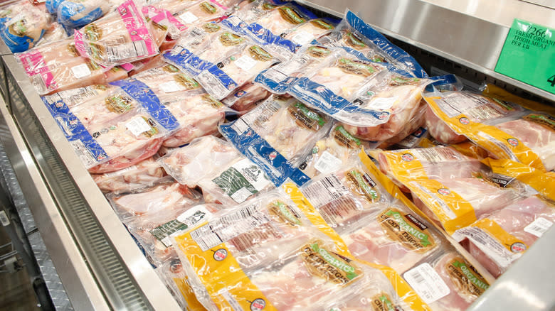 packaged chicken displayed at costco